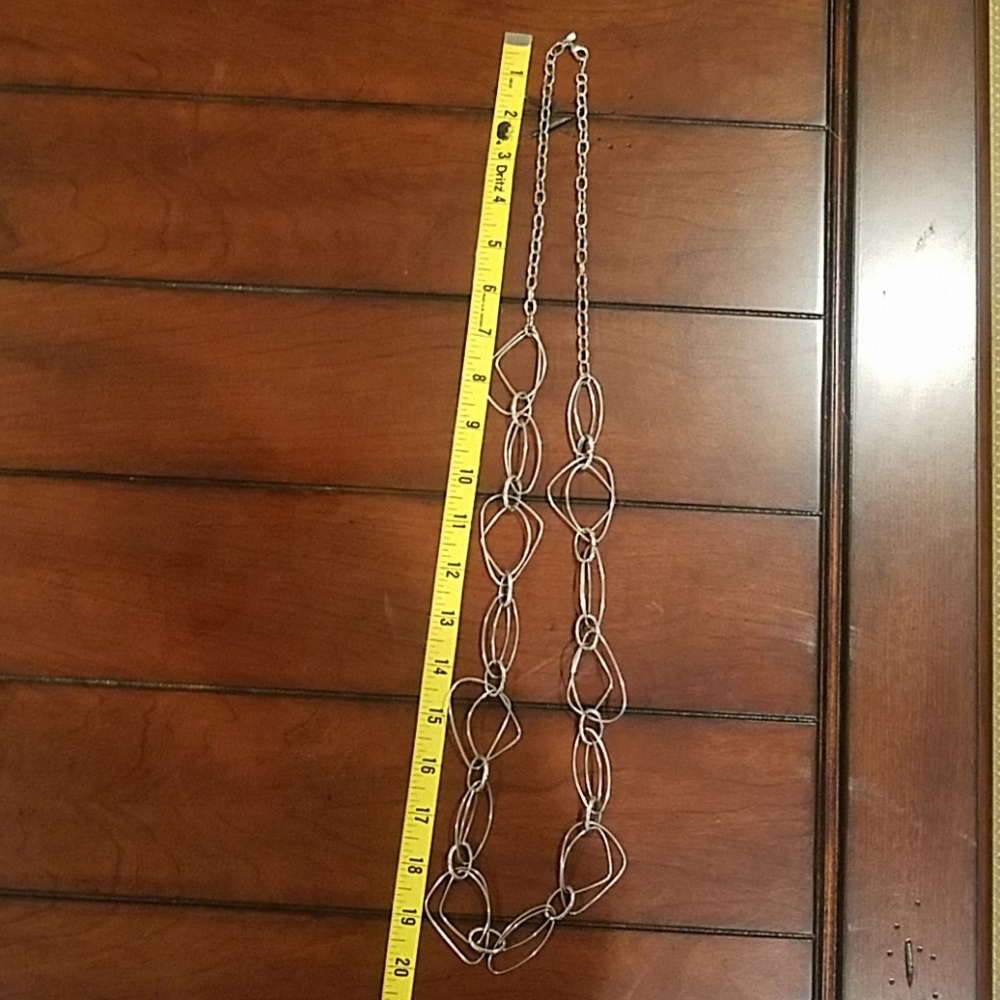 Silver multi-different shaped links necklace